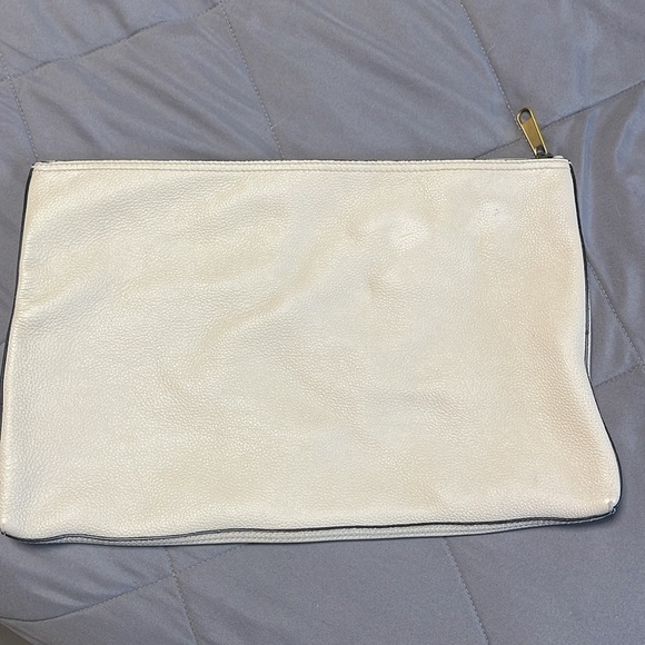 Gucci Cream Logo Zip Up Leather Suede Large Portfolio Pouch Clutch - Picture 6 of 16